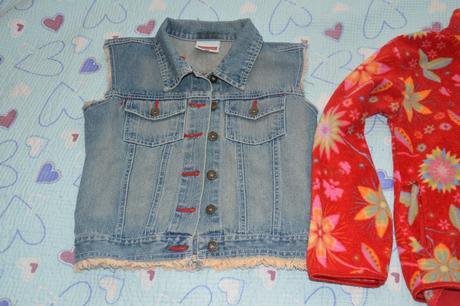 128 fleesová mikina a džínová vesta, h&m,128