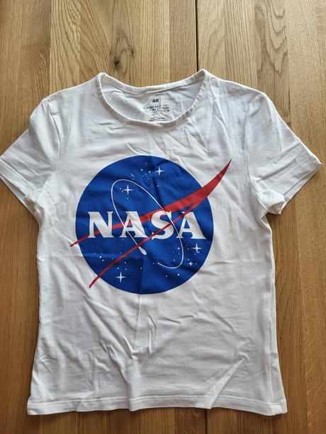 M_bílé bavlněné triko hm 146/152, h&m,146