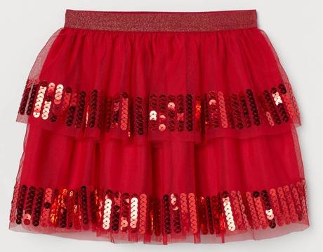 Červená tylová sukně s flitry h&m, h&m,134