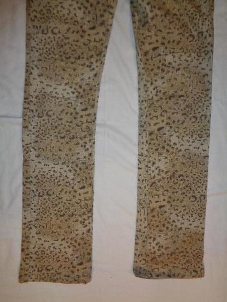 Super elastické hnědé kalhoty - tygr motiv, 38