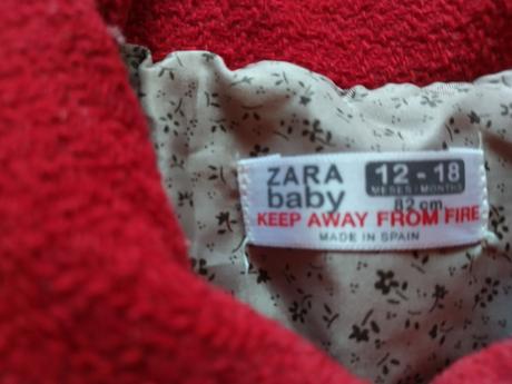 Červený kabátek s mašlí, zara,86