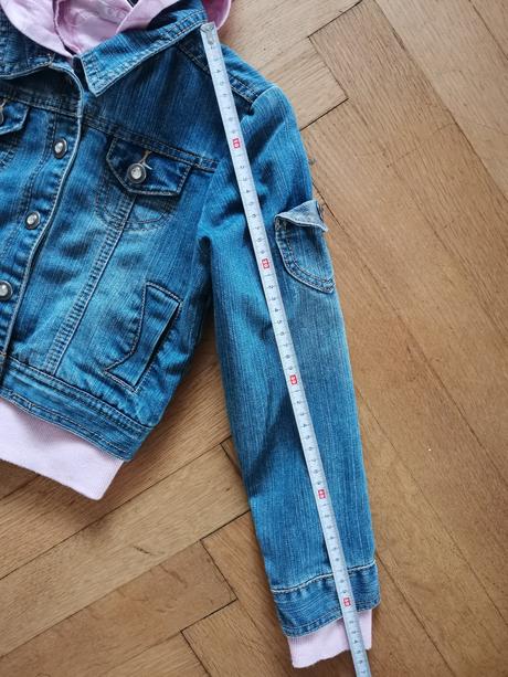 Džínová bunda s mikinou dvojí efekt vel. 128, 128