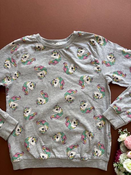 Triko šedé unicorn- v.134, h&m,134