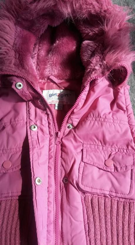 Malinová vesta s kožešinkou vel. 116, girl2girl,116
