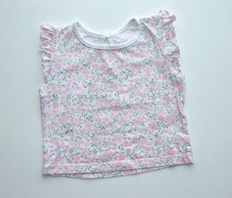 K394 růžové tričko s květy vel. 68, primark,68