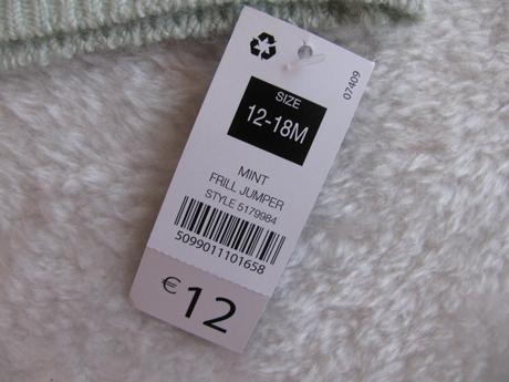 Krásný mátový svetřík s krajkou v.12-18 měs., 86