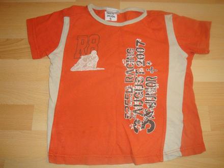Tričko s motorkářem - oranžové, vel. 110, 110