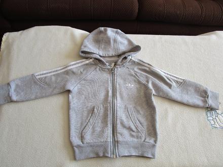Pěkná sv. šedá bavl. mikina s kapucí, zn. adidas, adidas,92