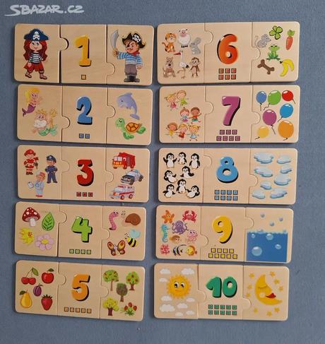 Puzzle - dřevěné, učíme se čísla, 