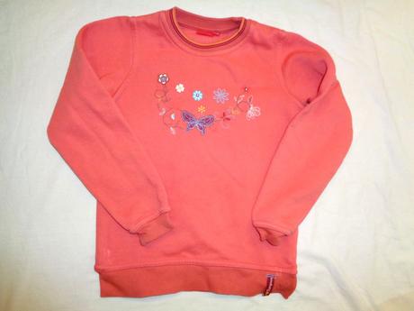 Cihlově červená mikina s motýlkem 122/128, 122