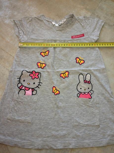 Šedé šaty hello kitty 2-3r, vel. 98cm kapsy kočky, h&m,98