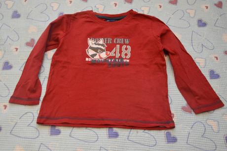 110 116 červené bavlněné triko dlouhý rukáv, lupilu,110
