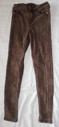 Ub130. hnědé džíny-slimky 12-13 let, f&f,158