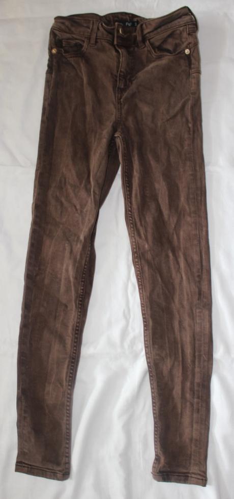 Ub130. hnědé džíny-slimky 12-13 let, f&f,158
