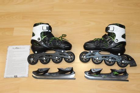 Rostoucí kolečkové + lední brusle, vel. 34-37, 34