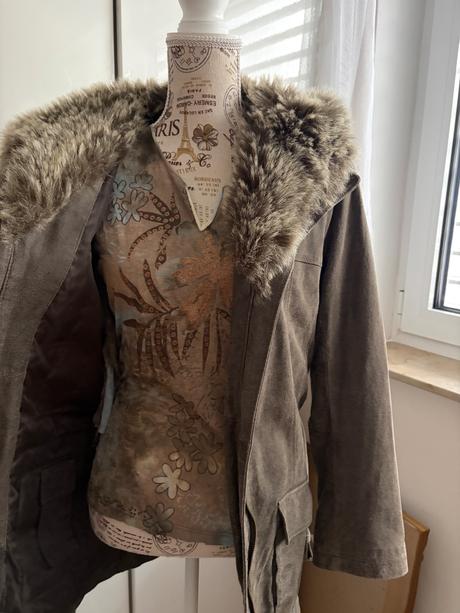 Tchibo kozeny kabat khaki + svetr a bluza, tchibo,34