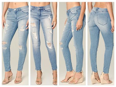 Trhané rifle s páskem, vel. xs a xl, xl / xs