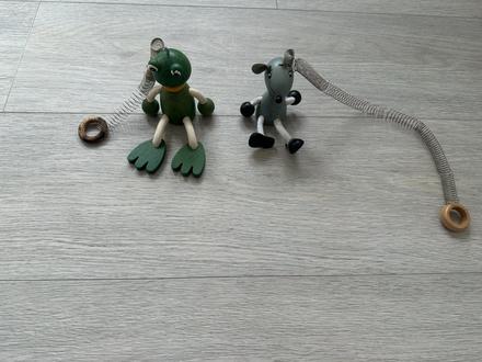 Tahací hračky na pružině - myš a žába,