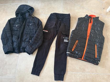 Set zimni bunda, vesta a kalhoty na kluka 164, 158–170