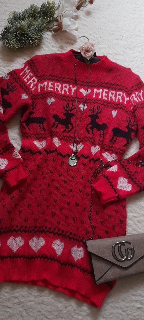 Shein vánoční svetrové šaty se soby, l