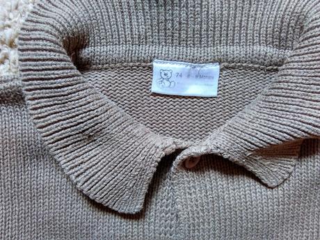 Vel.74, vel.6-9měs., dětský pletený khaki svetr, 74