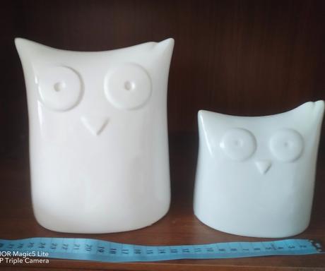 Dekorativní sovičky šedá a bílá, 