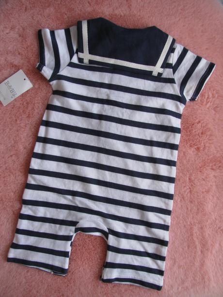 Letní námořnický modro bílý overal v.3-6 měs., matalan,68