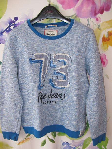 Chlapecká modrá mikina, střik pepe jeans, pepe jeans,152