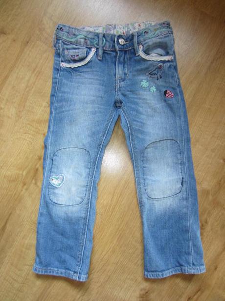 Beruškové zaplátové džíny, rifle, h&m,98