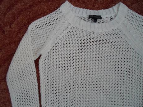 Bílý pletený přízový krajkový svetr svetřík, kappahl,122