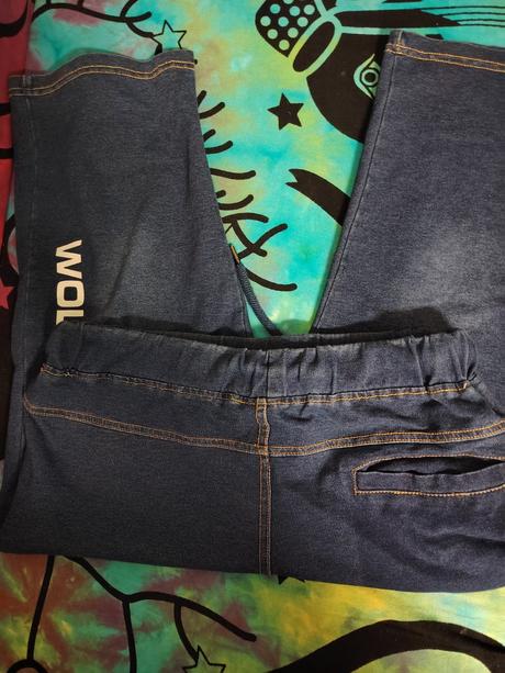 Tříčtvrteční kalhoty teplákové džíny, wolf,164