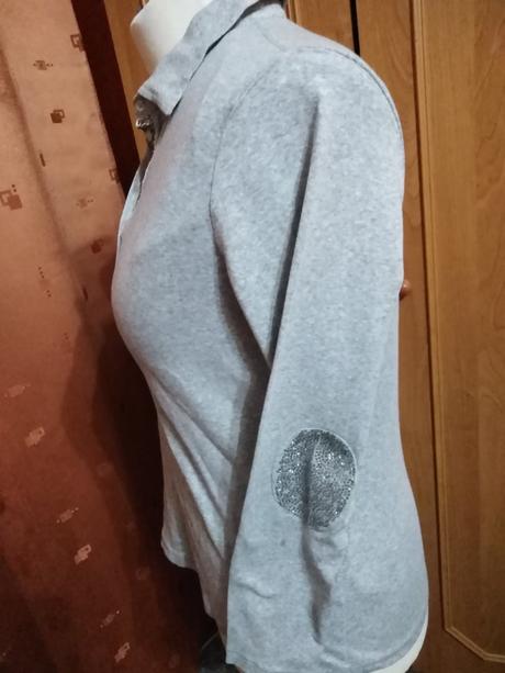 Šedé triko s kamínky, xl