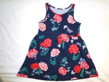 Pěkné modré bavlněné šaty s květy 98/104, h&m,98