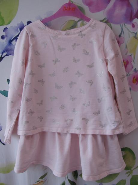 Růžové bavlněné mikinové šaty s motýlky, pepco,122