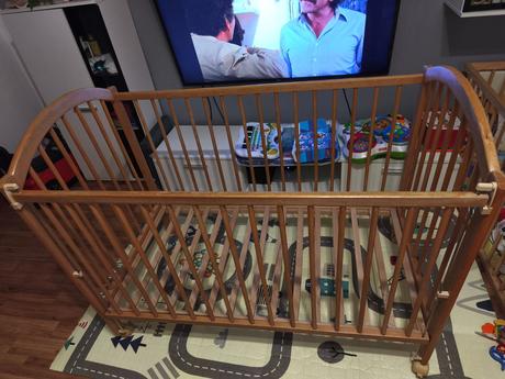 Dětská postýlka s matrací a chranicem, šířka (cm): 60,délka (cm): 120