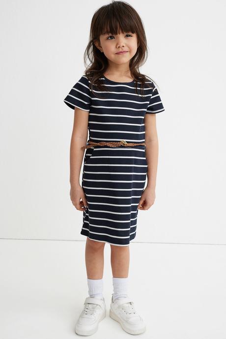 Námořnické šaty h&m s páskem vel. 110/116, h&m,110 / 116