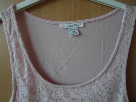 Růžové krajkové tričko tílko top amisu, amisu,xs