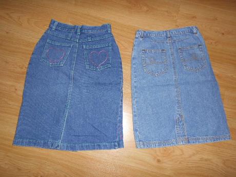 Dívčí džínové sukně vel.122/128 a 134/140 2 kusy, 122