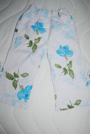 Kytičkované plátěné kalhoty vel. 104, 104