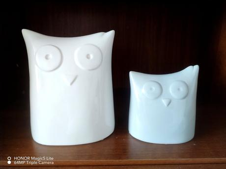 Dekorativní sovičky šedá a bílá, 