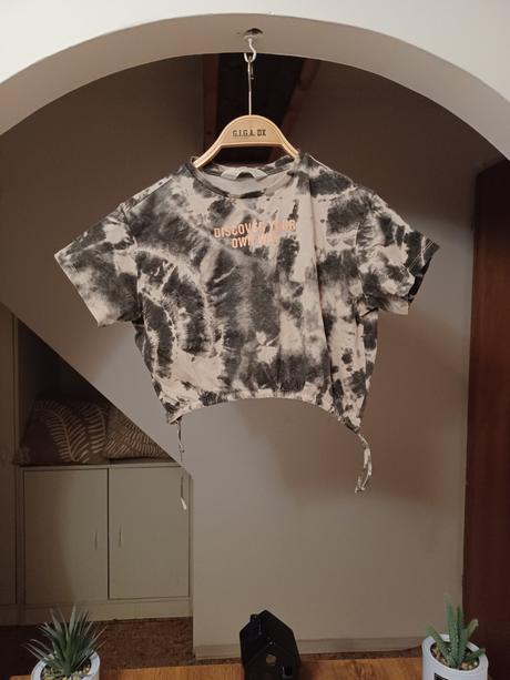 Batikované tričko croptop 146/152, h&m,152