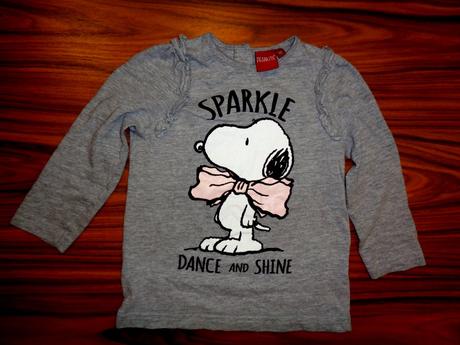 Pěkné šedé tričko se snoopym- volánky, peanuts,92