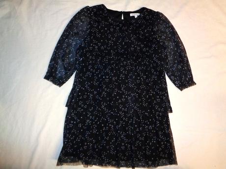 Luxusní černé volánové šaty s hvězdičkami, bluezoo,134