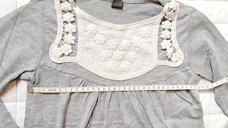 Šedé tričko - tunika s krajkovou vsadkou, zara,128