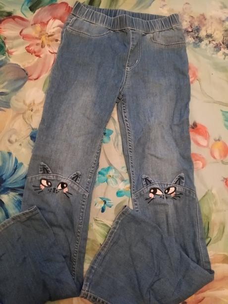 Džíny s kočičkou, h&m,140