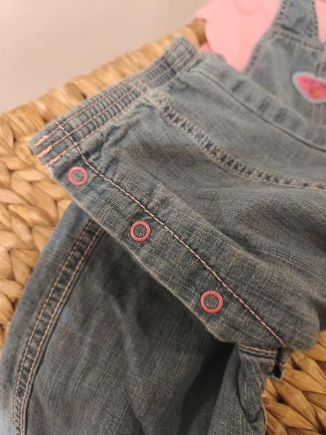 Džínové lacláče s kočičkou + tričko s melounem, marks & spencer,74