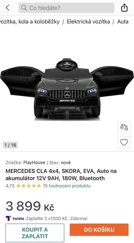 Dětské elektromobil mercedes cla 4x4 s 12v baterií,