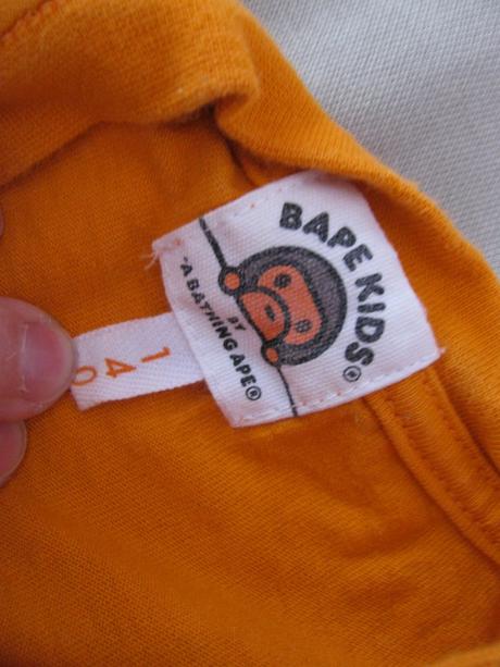 Bavlněné oranžové tričko s potiskem bape kids, 134