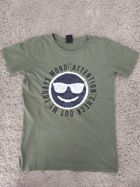 Khaki tričko s flitry vel.146/152, chapter young,146