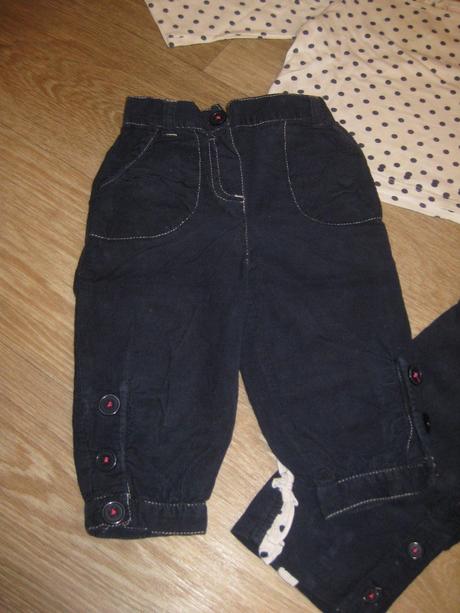 Tmavě modrá manžestr. souprava-růžovo-bílé prošití, tu,80